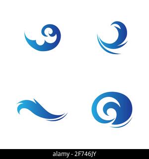 set of Ocean Wave Logo vector illustration design Template - Vector Stock Vector