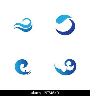 set of Ocean Wave Logo vector illustration design Template - Vector Stock Vector