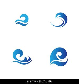 set of Ocean Wave Logo vector illustration design Template - Vector Stock Vector
