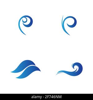 set of Ocean Wave Logo vector illustration design Template - Vector Stock Vector