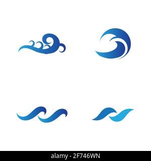 set of Ocean Wave Logo vector illustration design Template - Vector Stock Vector