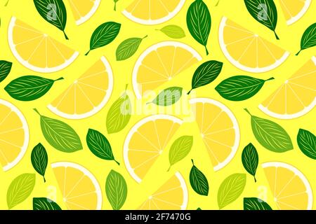 Summer lemon bright vector pattern Stock Vector