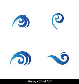 set of Ocean Wave Logo vector illustration design Template - Vector Stock Vector