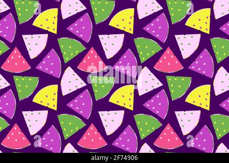 Bright watermelon vector seamless pattern Stock Vector