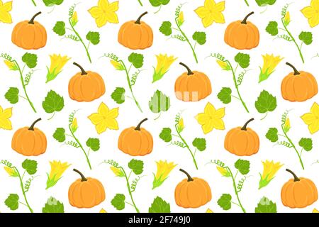 Autumn seamless pattern with pumpkin elements Stock Vector