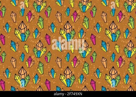 Cute crystal vector seamless pattern Stock Vector