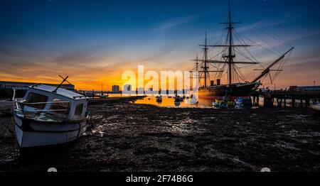 HMS Warrior preserved in Portsmouth, Hampshire, England Stock Photo
