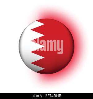 Glass light ball with flag of Bahrain. Round sphere, template icon ...