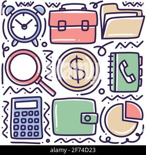 hand drawn savings doodle set Stock Vector