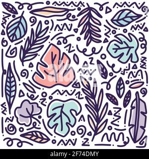 hand drawn doodle leaf set Stock Vector