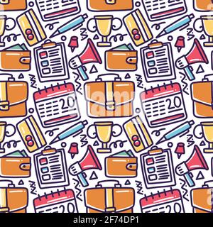 doodle set of bussiness tools hand drawing Stock Vector