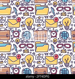 doodle set of bussiness tools hand drawing Stock Vector