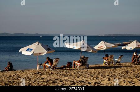 salvador, bahia / brazil - february 12, 2015: people are seen at Ribeira beach in the city of Salvador.    *** Local Caption *** Stock Photo