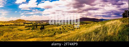 View of National Arboretum and Black Mountain in Canberra Stock Photo