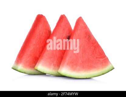 Sliced of watermelon isolated on white background. Stock Photo