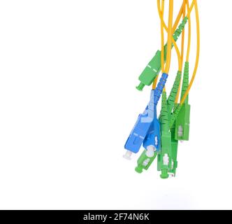 Fiber optic cables isolated on white background Stock Photo