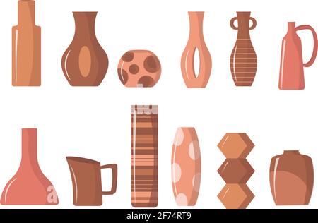 A set of ceramic vases.  Stock Vector