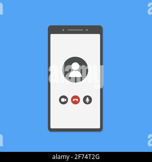 Videocall interface on smartphone. Online webinar or video conference screen ui. Vector concept video chat Stock Vector