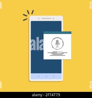 Podcast concept. Smartphone with an application for listening to podcasts on the screen. Online podcasting show, radio, audio. Flat vector Stock Vector
