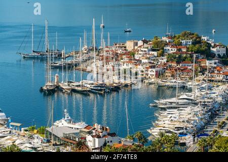 Cityscape of Marmaris resort town in Mugla province, Turkey. Stock Photo