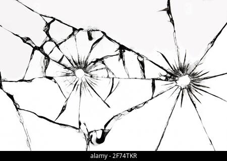 Shot glass with cracks, texture of cracked damaged car windshield. Stock Photo