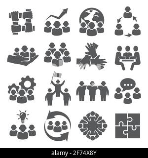 Team Work Icons on white background Stock Vector