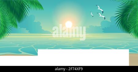 Bay, tropical beach. Vector background Stock Vector