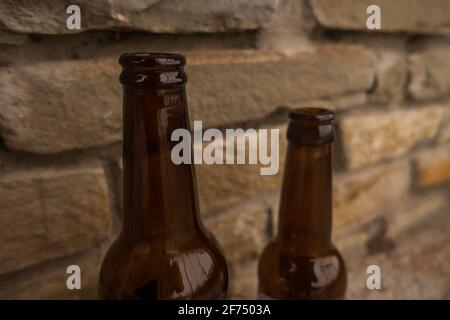 two bottles of beer outside Stock Photo