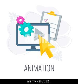 Animation icon. Video, digital marketing. Flat vector illustration. Stock Vector