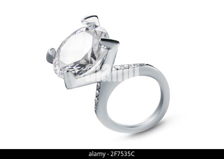 Diamond Ring Isolated on White background with clipping path Stock Photo