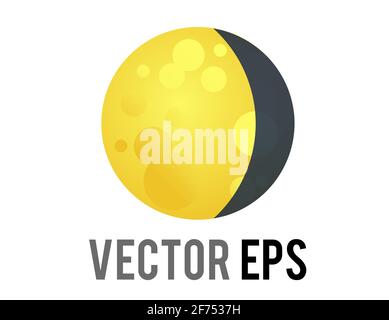 The isolated vector golden yellow full moon icon with thin dark crescent on right side Stock Vector