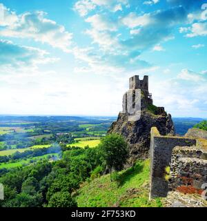 Ruins of old castle Trosky in Bohemian Paradise ( Cesky Raj ), Czech Republic. Stock Photo