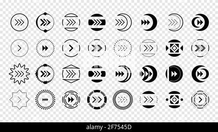 Arrows black set icons on white vector illustration. Stock Vector