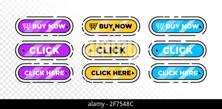 Gradient button set for website design vector illustration. Stock Vector