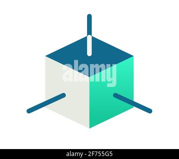 3D modeling dimension single isolated icon with flat style vector ...