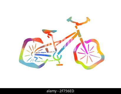 The object of the bike on the deflated wheels. Multi-colored bike. Mixed media. Vector illustration Stock Vector