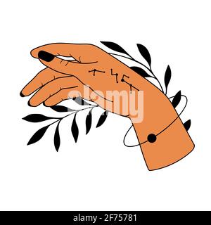 Set of female hands. Witch magic and occult collection. Different vector  hand gestures with sword, stars and crystal. Abstract logo for tarot cards  Stock Vector Image & Art - Alamy