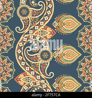 ethnic flowers seamless vector pattern. Stock Vector