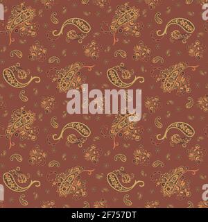 paisley floral vector illustration in damask style. seamless background Stock Vector
