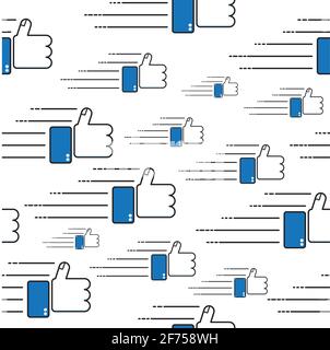 massive reaction of like icon / seamless texture Stock Vector