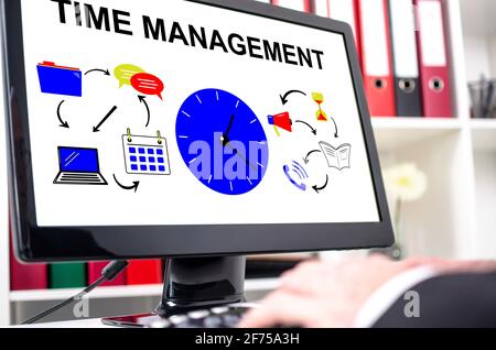 Time management concept shown on a computer screen Stock Photo