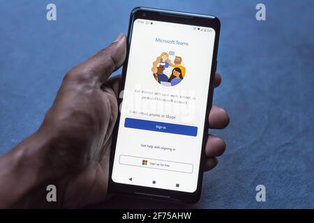 Microsoft Teams app on smartphone Stock Photo