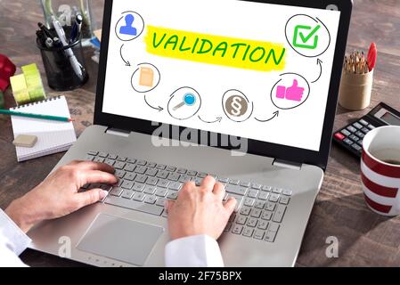 Validation concept shown on a laptop screen Stock Photo