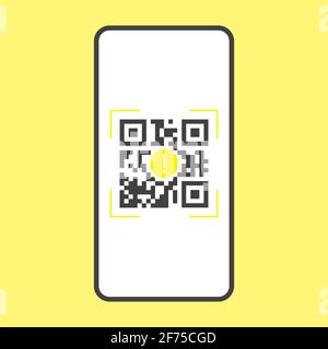 Business icons and techniques - QR Codes on phone Stock Vector
