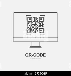 Business icons and techniques - QR Codes on desktop PC Stock Vector