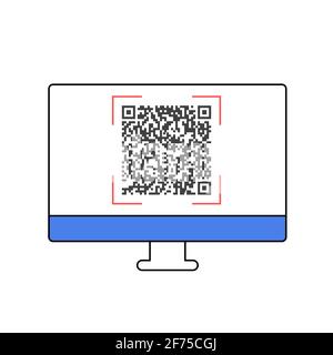 Business icons and techniques - QR Codes on desktop PC Stock Vector