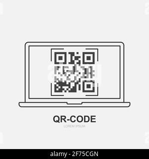 Business icons and techniques - QR Codes on laptop Stock Vector