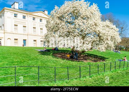 LONDON, UK - MARCH 30, 2021: Kenwood House in a public park on the northern boundary of Hampstead Heath is a popular local tourist attraction Stock Photo