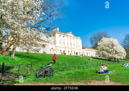 LONDON, UK - MARCH 30, 2021: Kenwood House in a public park on the northern boundary of Hampstead Heath is a popular local tourist attraction Stock Photo