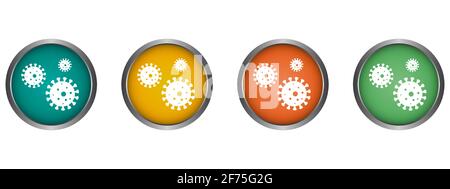 Virus hygiene vector icon metal edge, flat design round web button isolated Stock Vector